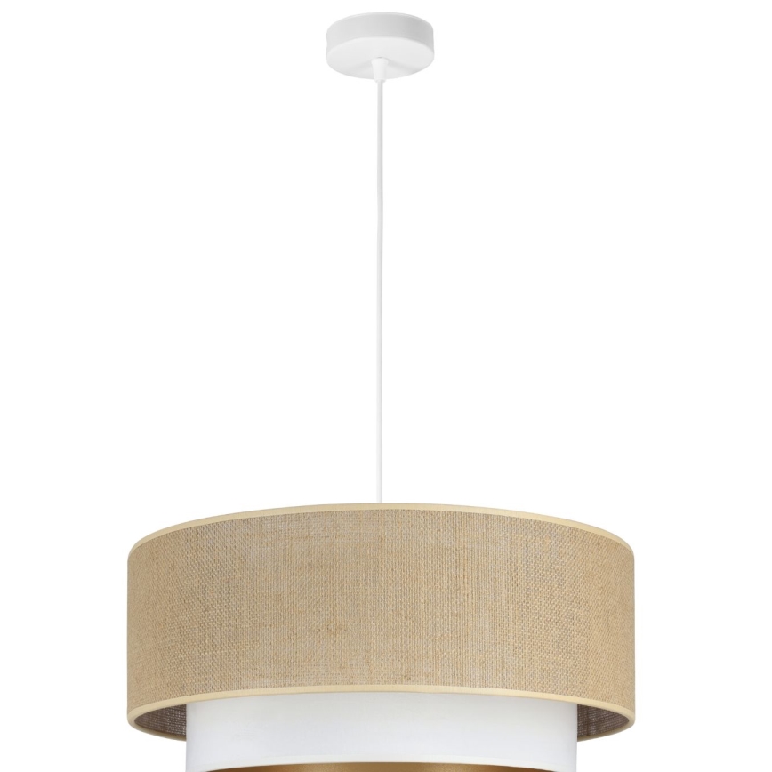 Lustr na lanku SARTA 1xE27/60W/230V pr. 45 cm bílá/juta