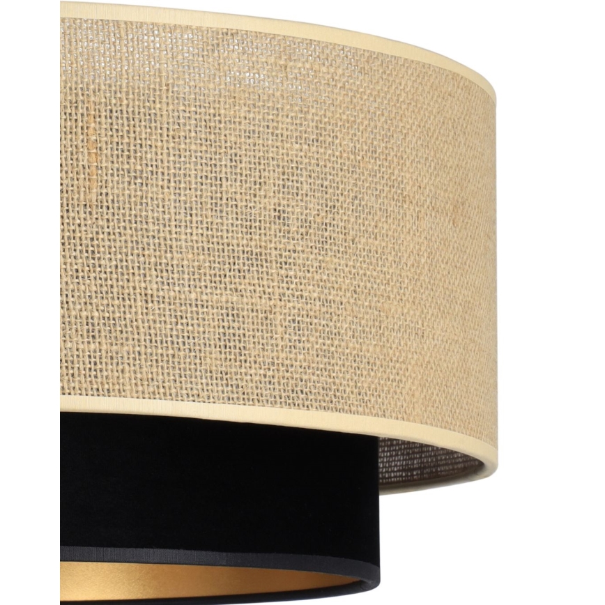 Lustr na lanku SARTA 1xE27/60W/230V pr. 45 cm černá/juta