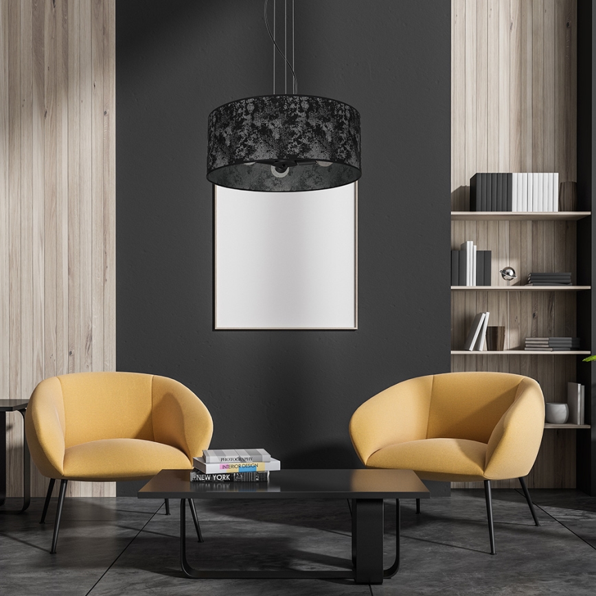 Lustr na lanku SATINO 3xE27/60W/230V černá/šedá
