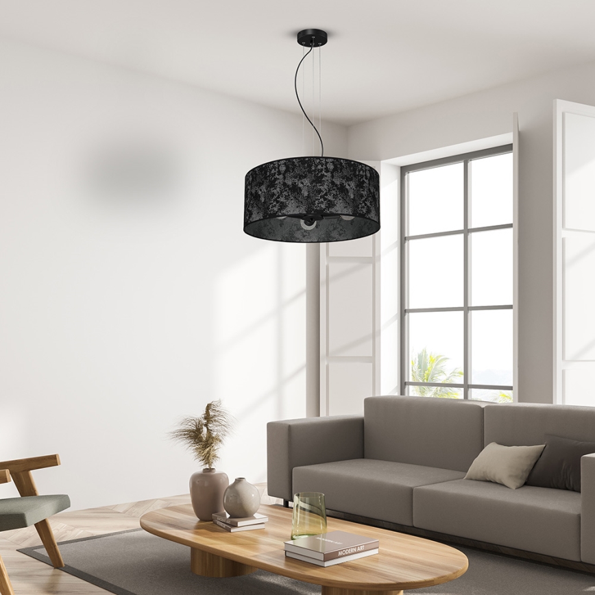 Lustr na lanku SATINO 3xE27/60W/230V černá/šedá