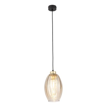 Lustr na lanku SEBO 1xE27/15W/230V černá/kouřová béžová