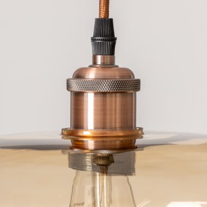 Lustr na lanku SEVENTIES E27/60W/230V kouřová/hnědá