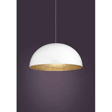 Lustr na lanku SFERA 1xE27/60W/230V pr. 35 cm bílá/zlatá