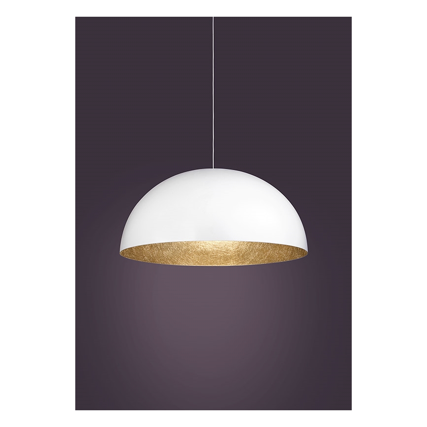 Lustr na lanku SFERA 1xE27/60W/230V pr. 35 cm bílá/zlatá