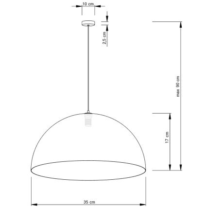 Lustr na lanku SFERA 1xE27/60W/230V pr. 35 cm černá/zlatá