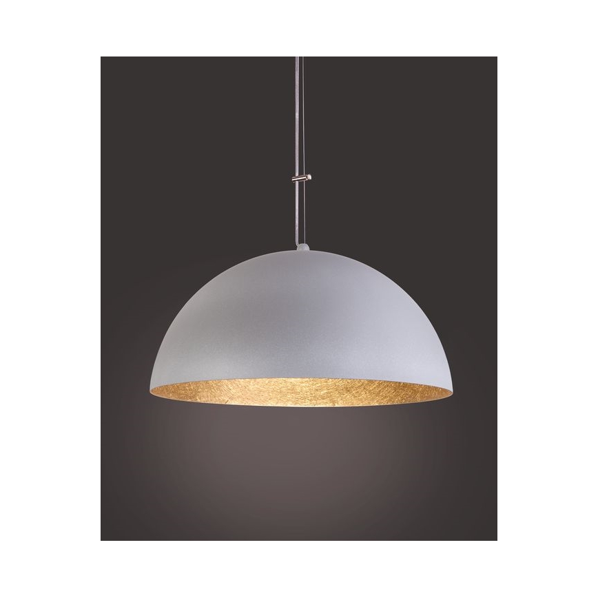 Lustr na lanku SFERA 1xE27/60W/230V pr. 50 cm šedá/zlatá
