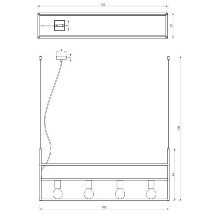 Lustr na lanku SHELF 4xE27/60W/230V