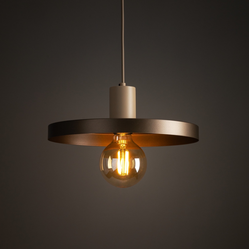 Lustr na lanku SILA 1xE27/15W/230V pr. 30 cm hnědá/béžová