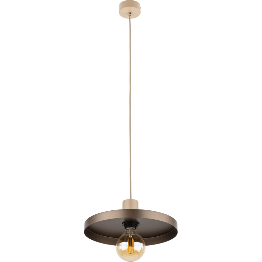Lustr na lanku SILA 1xE27/15W/230V pr. 30 cm hnědá/béžová