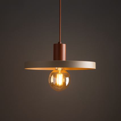 Lustr na lanku SILA 1xE27/15W/230V pr. 40 cm béžová/cihlová