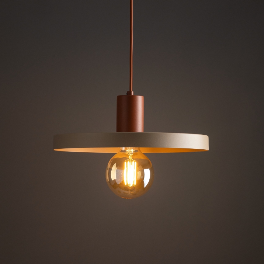 Lustr na lanku SILA 1xE27/15W/230V pr. 40 cm béžová/cihlová