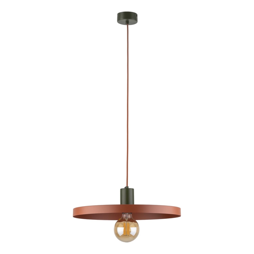 Lustr na lanku SILA 1xE27/15W/230V pr. 40 cm cihlová/zelená