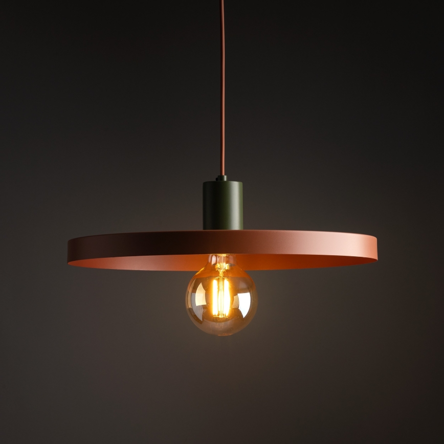 Lustr na lanku SILA 1xE27/15W/230V pr. 40 cm cihlová/zelená