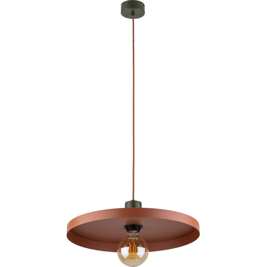 Lustr na lanku SILA 1xE27/15W/230V pr. 40 cm cihlová/zelená
