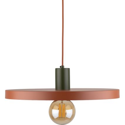Lustr na lanku SILA 1xE27/15W/230V pr. 40 cm cihlová/zelená