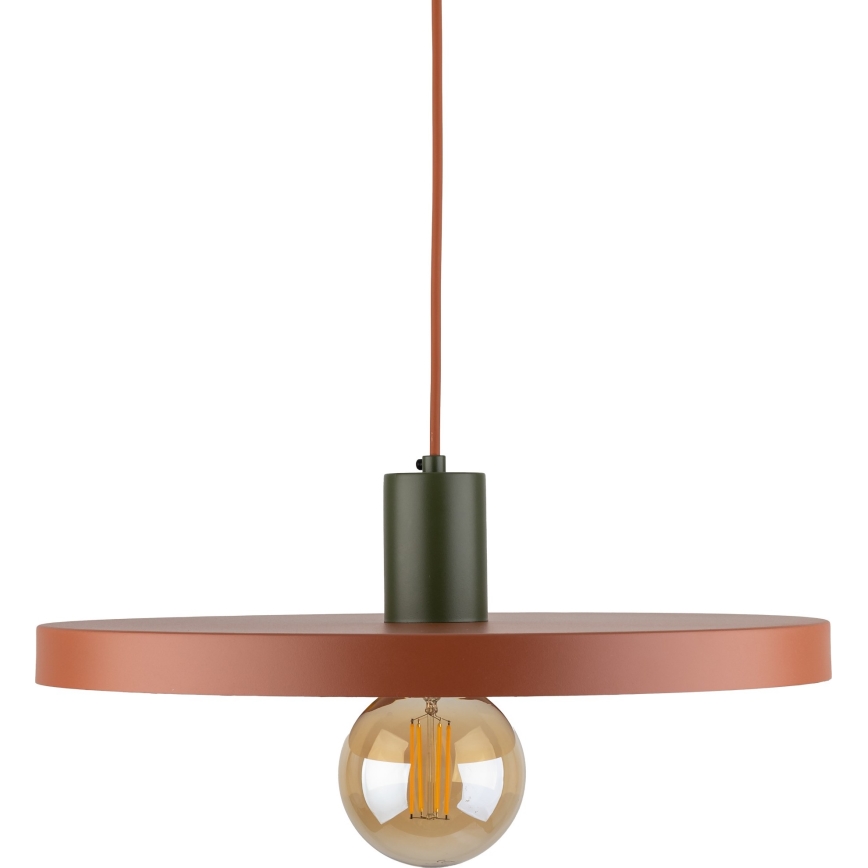 Lustr na lanku SILA 1xE27/15W/230V pr. 40 cm cihlová/zelená