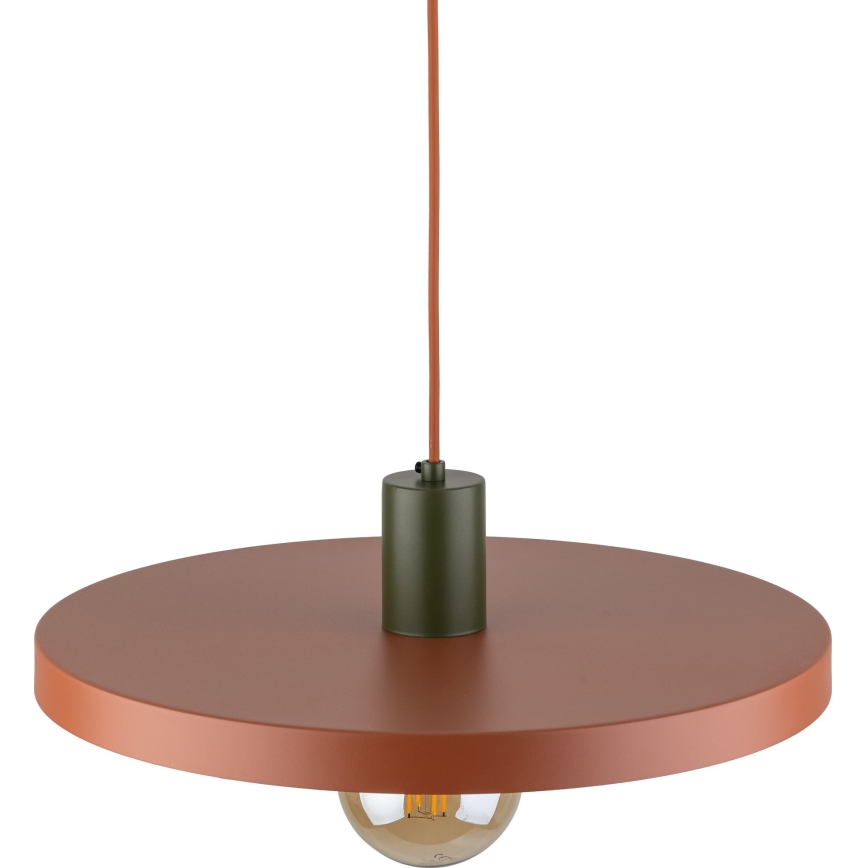 Lustr na lanku SILA 1xE27/15W/230V pr. 40 cm cihlová/zelená