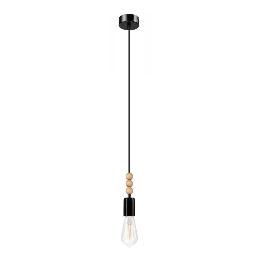 Lustr na lanku SIMON 1xE27/60W/230V černá/buk