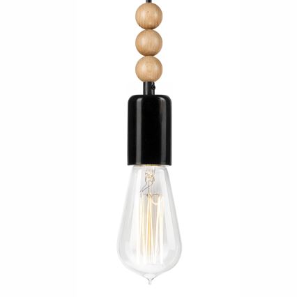 Lustr na lanku SIMON 1xE27/60W/230V černá/buk