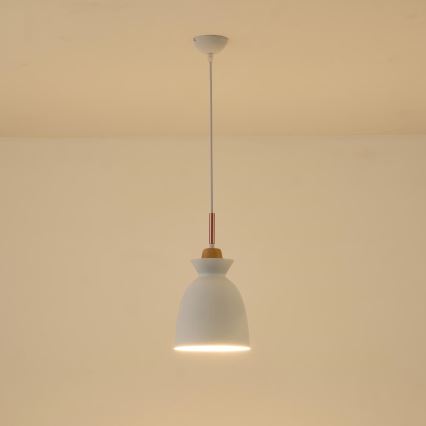 Lustr na lanku SIMPLO 1xE27/15W/230V bílá pr. 19,5 cm