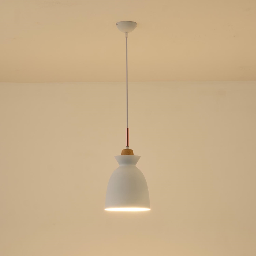 Lustr na lanku SIMPLO 1xE27/15W/230V bílá pr. 19,5 cm