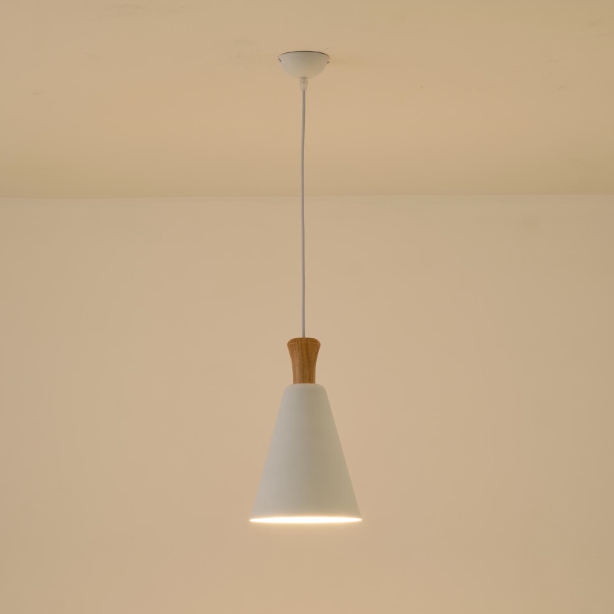 Lustr na lanku SIMPLO 1xE27/15W/230V bílá pr. 20 cm