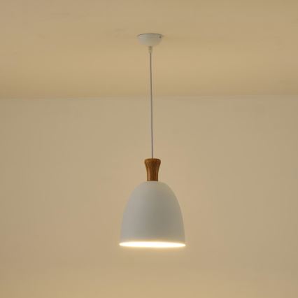 Lustr na lanku SIMPLO 1xE27/15W/230V bílá pr. 23 cm
