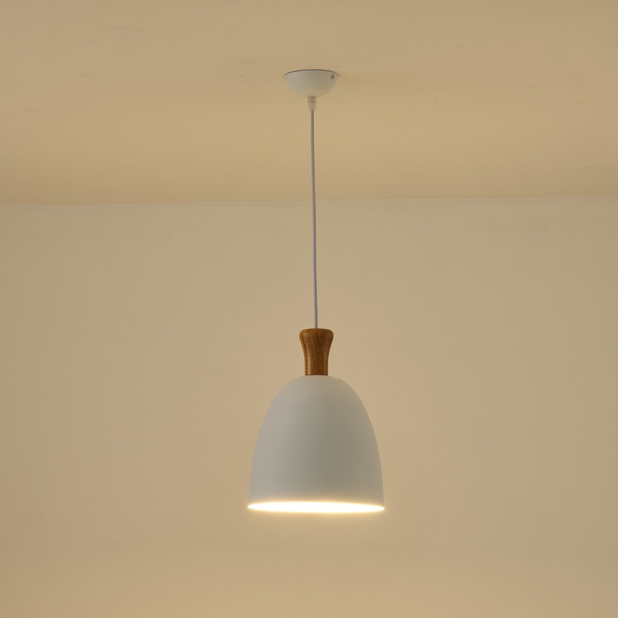 Lustr na lanku SIMPLO 1xE27/15W/230V bílá pr. 23 cm
