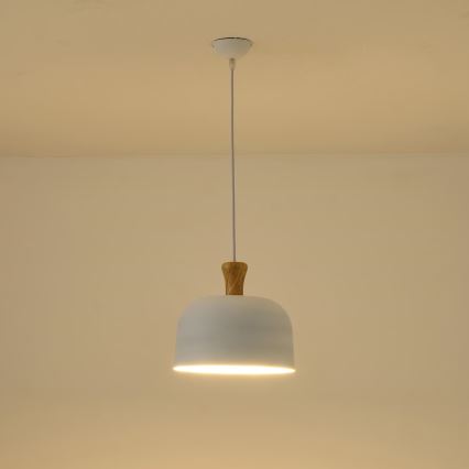 Lustr na lanku SIMPLO 1xE27/15W/230V bílá pr. 27 cm