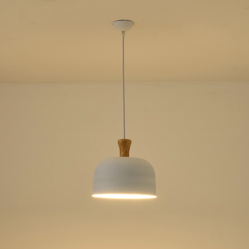 Lustr na lanku SIMPLO 1xE27/15W/230V bílá pr. 27 cm