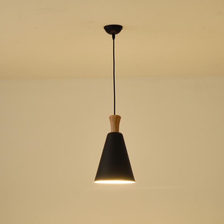 Lustr na lanku SIMPLO 1xE27/15W/230V černá pr. 20 cm