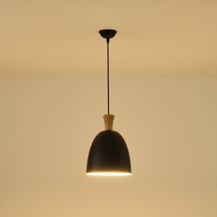 Lustr na lanku SIMPLO 1xE27/15W/230V černá pr. 23 cm