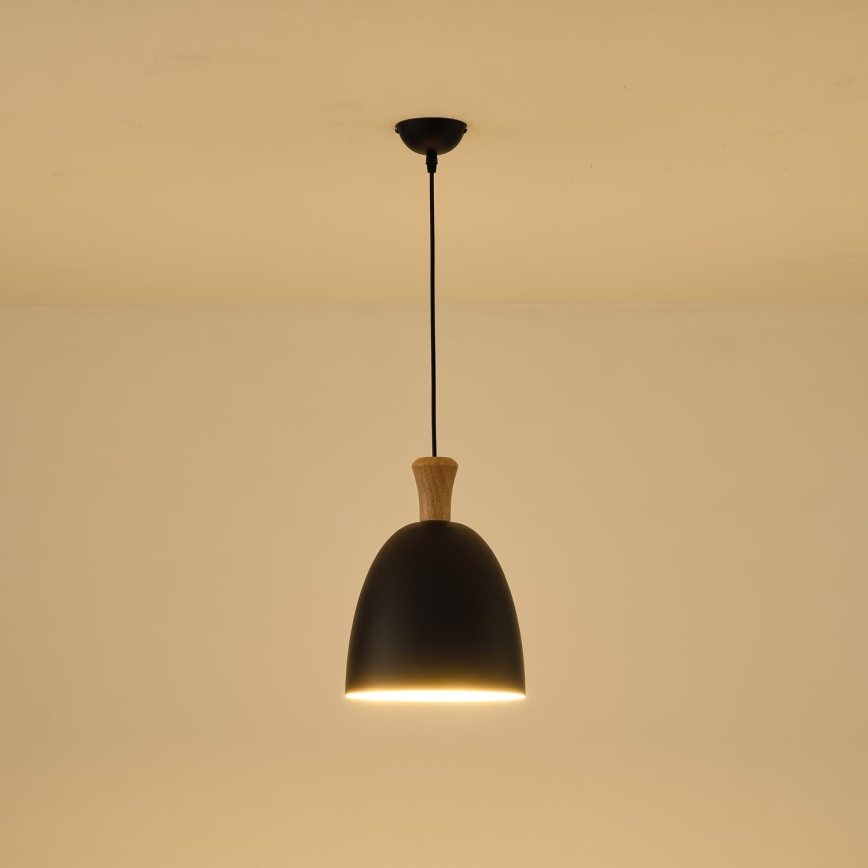 Lustr na lanku SIMPLO 1xE27/15W/230V černá pr. 23 cm