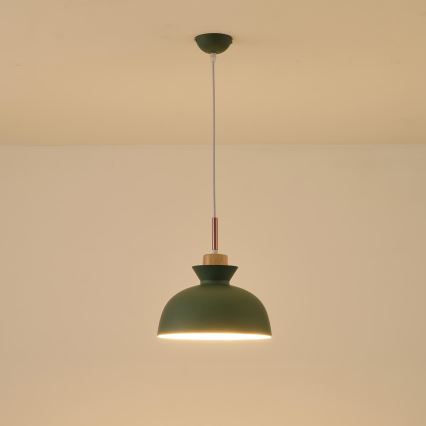 Lustr na lanku SIMPLO 1xE27/15W/230V zelená pr. 28 cm