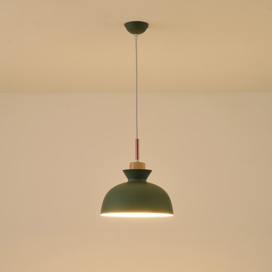 Lustr na lanku SIMPLO 1xE27/15W/230V zelená pr. 28 cm