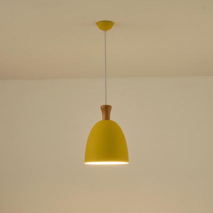 Lustr na lanku SIMPLO 1xE27/15W/230V žlutá pr. 23 cm