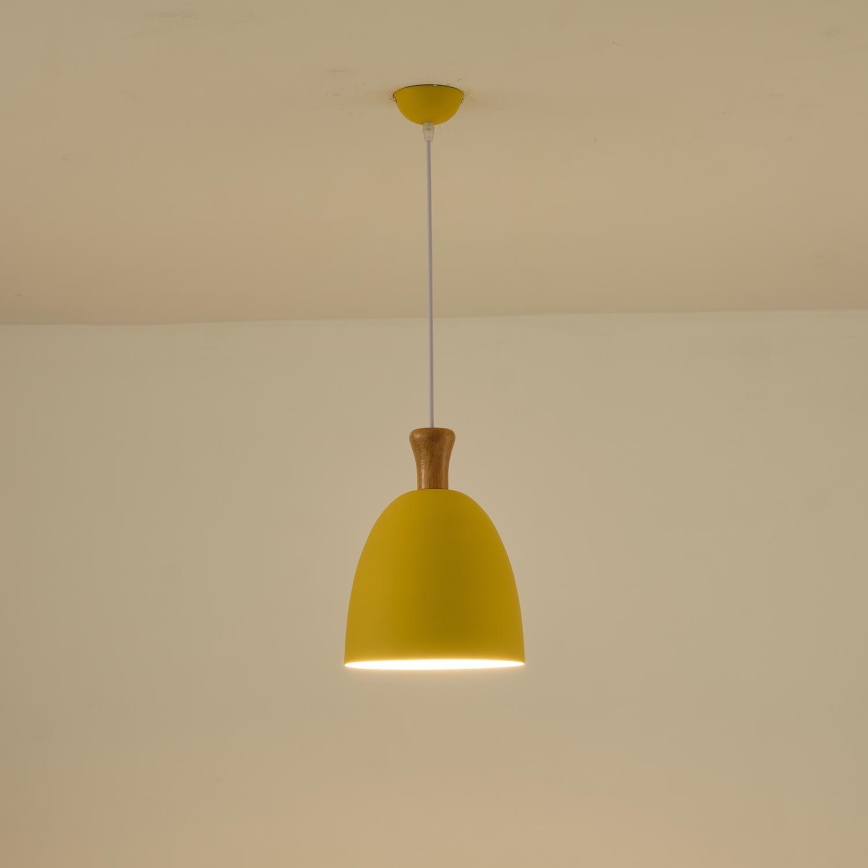 Lustr na lanku SIMPLO 1xE27/15W/230V žlutá pr. 23 cm