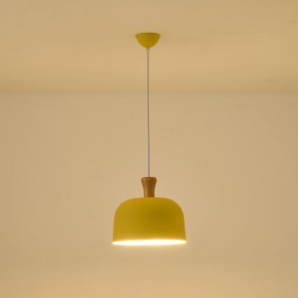 Lustr na lanku SIMPLO 1xE27/15W/230V žlutá pr. 27 cm