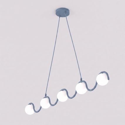 Lustr na lanku SINUS 5xG9/8W/230V modrá