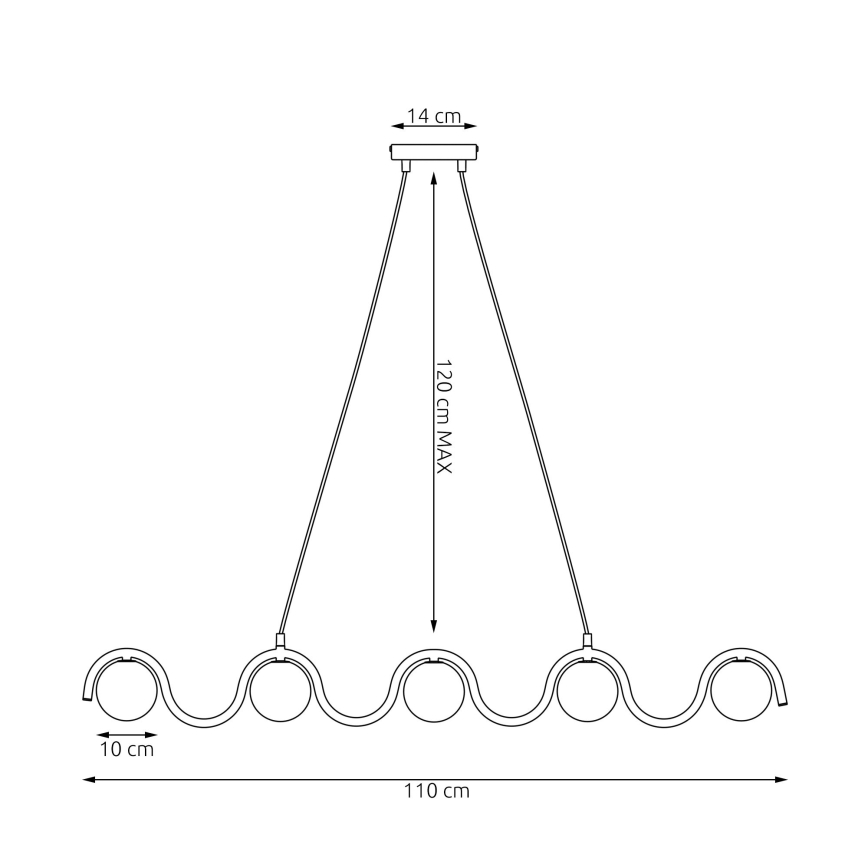 Lustr na lanku SINUS 5xG9/8W/230V zelená