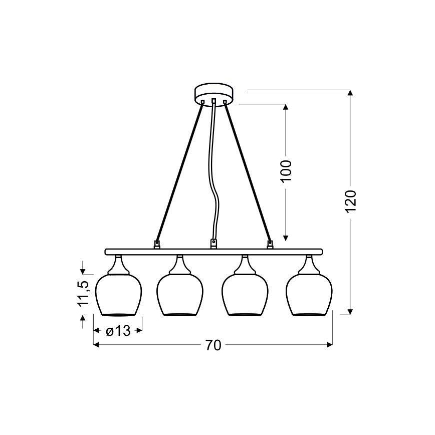 Lustr na lanku SIRIUS 4xE27/60W/230V