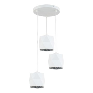 Lustr na lanku SIRO 3xE27/15W/230V bílá/stříbrná