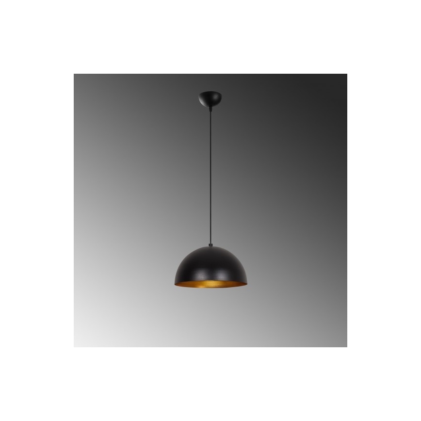 Lustr na lanku SIVANI 1xE27/40W/230V pr. 30 cm černá/měděná
