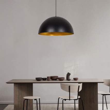 Lustr na lanku SIVANI 1xE27/40W/230V pr. 60 cm černá/měděná
