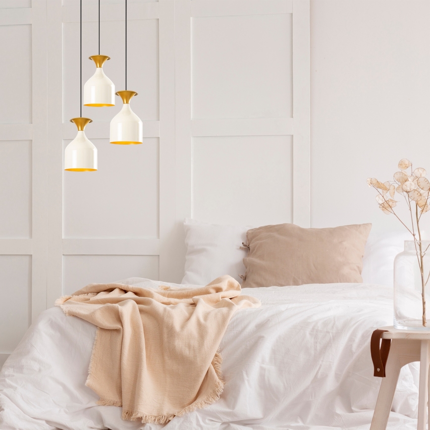 Lustr na lanku SIVANI 3xE27/40W/230V bílá/měděná