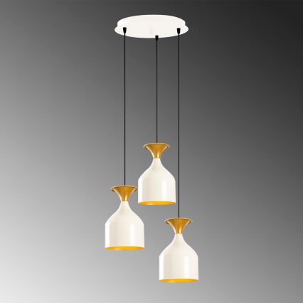 Lustr na lanku SIVANI 3xE27/40W/230V bílá/měděná