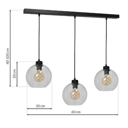 Lustr na lanku SOFIA 3xE27/60W/230V čirá