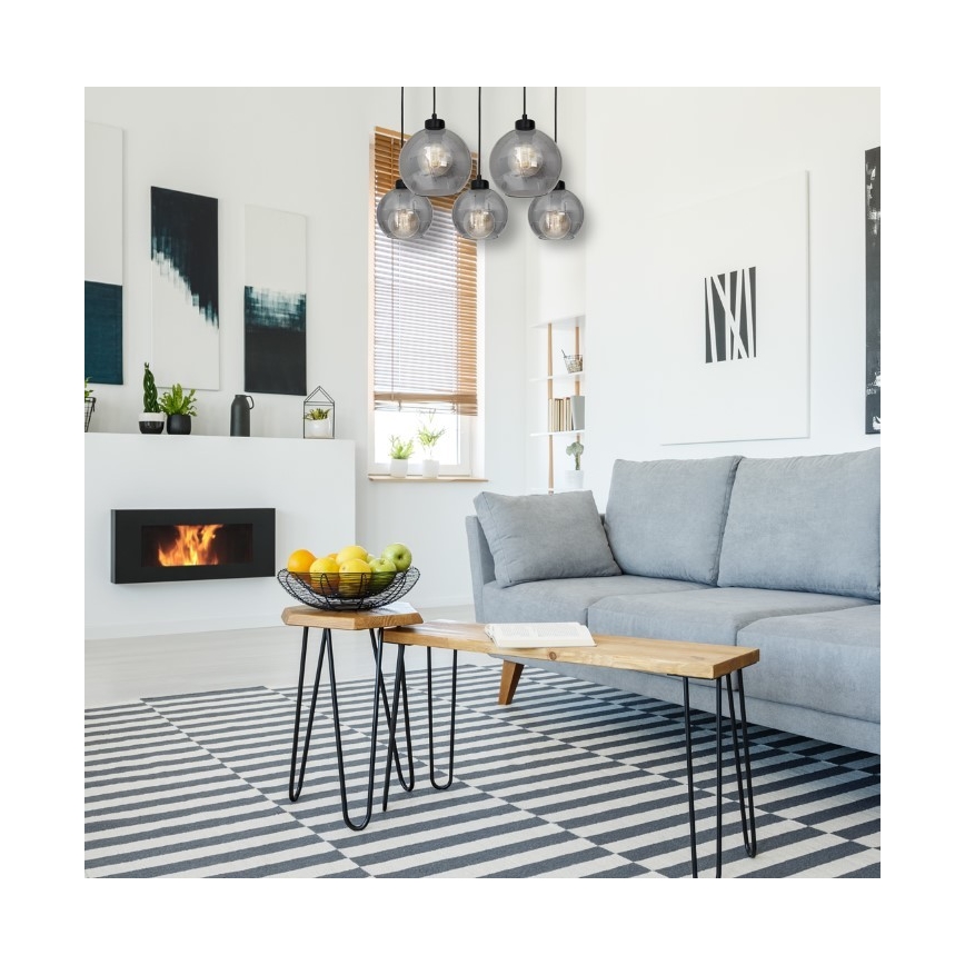 Lustr na lanku SOFIA 5xE27/60W/230V černá