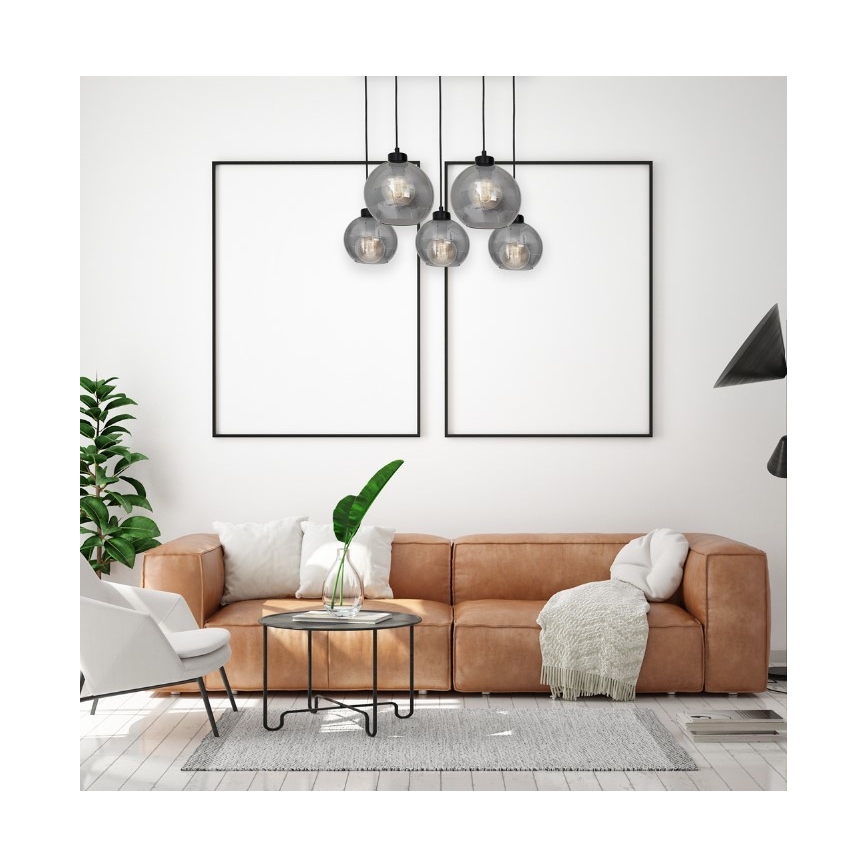 Lustr na lanku SOFIA 5xE27/60W/230V černá