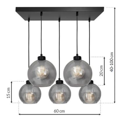 Lustr na lanku SOFIA 5xE27/60W/230V černá